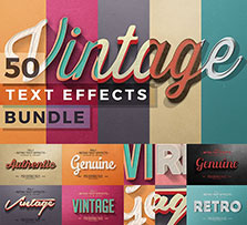 50款复古3D文本效果(五套合集)：50 Vintage Text Effects Bundle